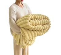 Baketron Couverture Fausse Fourrure de Lapin，Couverture Polaire Moelleuse en Flanelle，Chaude Double Face Doux pour Domicile，comme jeté de canapé ou Couverture de（Jaune，120x200cm）