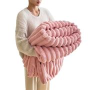 Baketron Couverture Fausse Fourrure de Lapin，Couverture Polaire Moelleuse en Flanelle，Chaude Double Face Doux pour Domicile，comme jeté de canapé ou Couverture de（Rose，180x200cm）