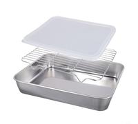 Bakeware Lot de 3 plaques de cuisson en acier inoxydable avec grille de refroidissement pour réfrigérateur 26 x 20 x 5 cm