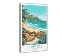 BAKHFTR Camps Bay Poster Afrique du Sud - Décoration murale sur toile - Décoration pour chambre à coucher, bureau, chambre - Cadeau - 50 x 75 cm