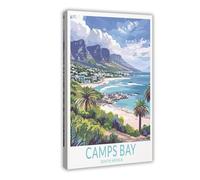 BAKHFTR Camps Bay Poster de voyage en Afrique du Sud - Art mural sur toile - Décoration murale pour salon, chambre à coucher - 20 x 30 cm