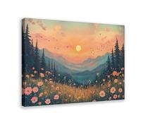 BAKHFTR Impression sur toile représentant un coucher de soleil à couper le souffle sur une montagne - Décoration murale pour salon, chambre à coucher - 60 x 90 cm