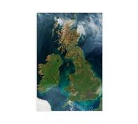 BAKHFTR Impression sur toile satellite de la Grande-Bretagne - Décoration pour chambre à coucher, bureau, chambre, cadeau - 60 x 90 cm