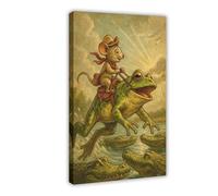 BAKHFTR Poster sur toile représentant une souris, un cow-boy, une grenouille, une balade - Décoration pour chambre à coucher, bureau, chambre à coucher, cadeau (40 x 60 cm)