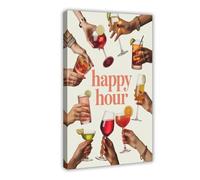 BAKHFTR Poster vintage Happy Hour sur toile pour chambre à coucher, bureau, chambre, cadeau 30 x 45 cm