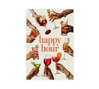 BAKHFTR Poster vintage Happy Hour sur toile pour chambre à coucher, bureau, chambre, cadeau 30 x 45 cm