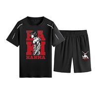 Baki The Grappler Ensemble t-Shirt et Short imprimés Hanma Baki Son of Ogre Cosplay Costume Survêtement d'été Ensemble Deux pièces Ensemble de Fitness Respirant pour Homme