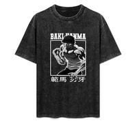 Baki The Grappler Manga Hanma Yujiro Unisex T-Shirt Printed Tee Black Mens Top Shirt M