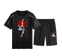 Baki The Grappler T-Shirt et Short imprimés Ensemble Deux pièces Anime Hanma Baki Son of Ogre Cosplay Survêtement d'été Tenue Respirante pour Homme