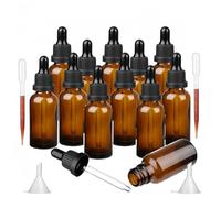 Bakiauli 12 Pièces Flacon Compte Gouttes 30ml, Ambré Flacon Huile Essentielle Vide avec Pipette Verre avec Pipettes, pour les Mélanges d'huiles Essentielles d'aromathérapie Massage, Cosmétique