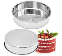 Bakiauli 2 Pièces Moule Gateau Rond, Moule à Manqué Moule 20 cm en Acier Inoxydable pour Layer Cake Panettone Génoise Molly Cake Brioche