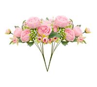 Bakiauli 2 Pièces Pivoine Artificielle Rose, Fausse Fleur Bouquet de Fleurs Artificielles Deco pour Mariage Parti Centres de Table Arrangement Floral Accueil Cuisine Décor