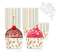 Bakiauli 50 Pièces Coupes à Glace 125ml, Coupelle Dessert avec Cuillères Bol à Dessert en Papier pour les Anniversaires, les Réunions, les Fêtes