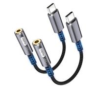 bakibo Adaptateur USB C vers Jack 3.5mm (Lot de 2), Adaptateur USB C Jack Casque Prise HiFi Audio DAC Écouteurs Type C vers Aux Dongle Câble Compatible avec iPhone 16 15 iPad Samsung S25 S24, Gris