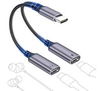 bakibo Répartiteur Double USB C 2 en 1, Adaptateur USB-C Audio et Charge USBC vers Doubleur USBC Adaptateur Type-C Écouteurs et Charge pour iPhone 16 15 Pro Max iPad Samsung S25 S24 S23, Gris