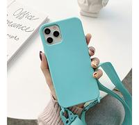 Bakicey Chaîne de téléphone portable - Étui de protection pour iPhone 12 Mini - Nylon - Bandoulière - En silicone liquide - Avec cordon de serrage - Avec bande élégante - Pour iPhone 12 Mini - Lac