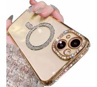 Bakicey Coque Compatible avec iPhone 14 Pro Max,Étui Foret Latéral Glitzer Magnétique Crystal Clear Anti-Choc Housse de Protection en Silicone TPU Case pour iPhone 14 Pro Max,Or