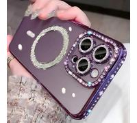 Bakicey Coque Compatible avec iPhone 14 Pro Max,Étui Foret Latéral Glitzer Magnétique Crystal Clear Anti-Choc Housse de Protection en Silicone TPU Case pour iPhone 14 Pro Max,Violet