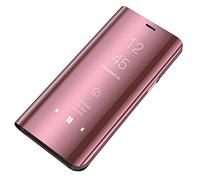 Bakicey Étui de protection en cuir pour iPhone 8/7 - Clear View - Avec fonction support - Miroir - Anti-rayures - Or rose