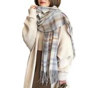 Bakicey Femme châle écharpe Fille étole Foulard, Pashmina Echarpe a Carreaux Laine Mode Etole Plaid Foulard Oversize Shawl Cardigan Cachemire Chaud Automne Hiver Manteau Tricot Ponchos Capes(03)