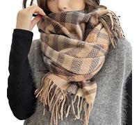 Bakicey Femme châle écharpe Fille étole Foulard, Pashmina Echarpe a Carreaux Laine Mode Etole Plaid Foulard Oversize Shawl Cardigan Cachemire Chaud Automne Hiver Manteau Tricot Ponchos Capes(02)