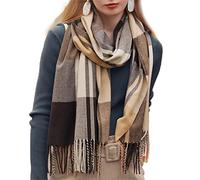 Bakicey Femme écharpe étole Fille châle Foulard, Pashmina Echarpe a Carreaux Laine Mode Etole Plaid Foulards Oversize Shawl Cardigan Cachemire Chaud Automne Hiver Manteau Tricot Ponchos et Capes (C)
