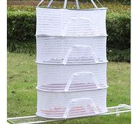 Bakidn Séchoir à herbes à 4 couches en maille à suspendre pour plantes, filet de pêche pliable à suspendre pour bourgeons, fruits, fleurs hydroponiques, légumes, poissons ou vêtements, poupée