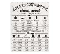 Baking Conversion Table Tin Sign Kitchen Cheat Sheet Wall Decor 12x8 Inch | Essential data for accurate cooking measurements Clear readable text on vintage background