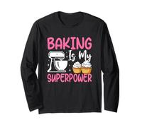 Baking is My Superpower Mélangeur Cupcake Manche Longue