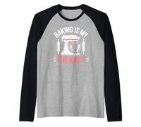 Baking is My Therapy Pastry Funny Muffin Baker Manche Raglan