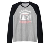 Baking is My Therapy Pastry Funny Muffin Baker Manche Raglan