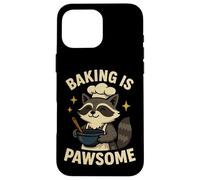 Baking is Pawsome Humour drôle de Raton Laveur Baker Coque pour iPhone 16 Pro Max