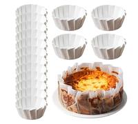 Baking Liners, 50X Portable Basque Cake Parchment Paper Rounds, Non-Stick Cupcake Wrappers, 4/6/8-Inch Muffin Tin Liner, Greaseproof Dessert For Baking Cakes Pastries And Sweets