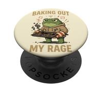 Baking Out My Rage Funny Angry Frog Stress Baking Out My Rage PopSockets PopGrip Adhésif