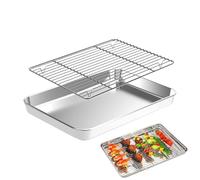 Baking Sheet - Stainless Steel Baking, Heavy Duty with Removable Cooling Rack, Durable Cooking & Bbq Wire Rack, Outdoor Kitchen Table Cart Accessory, Patio Lawn Backyard Grill & Oven Use