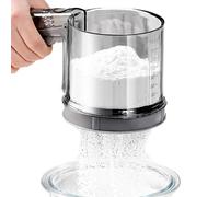 Baking Sifter, Mesh Duster, Stainless Steel Semi-Automatic Sieve with 8.27x4.33 Inches, Kitchen Tool for Cake Decorating, Sugar, Dusting Home, Cooking, Bakery, Restaurant, Silver
