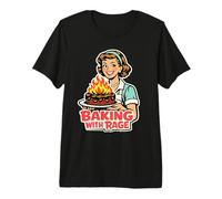 Baking with Rage Menagere Annees 50 Pop Art Humour T-Shirt Haut de Gamme