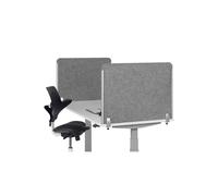 BakkerElkhuizen BE Safety Screen latéral 600x600mm Gris clair, Feutre PET acoustique, cadre gris, fixation bureau, recyclable. BNESSSLGYD60