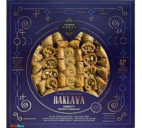 Baklava fait à la main. Poids 822 Gr. Assortiment de 42 Bouchées de Baklava Authentiques. Baklava à base d'huile d'olive extra vierge et sans huile de palme.