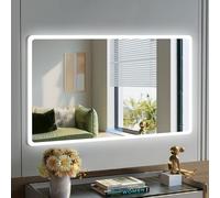 baklon 100x60cm Miroir-LED-Salle-de-Bain-avec-Éclairage,Miroir LED avec Anti-buée,3 Couleurs et Dimmable,HD Verre Trempé Miroir-Mural,Horizontal/Vertical,IP56