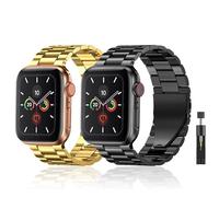 baklon Compatible avec Bracelet Apple Watch 38mm 40mm 41mm en Acier Inoxydable Metal pour Bracelet iWatch Series Ultra2/Ultra/SE2/SE/9 8 7 6 5 4 3 2 1 Noir Or