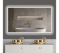baklon Miroir de Salle de Bain, avec éclairage, 120 x 70 cm, Miroir Mural et Interrupteur Tactile, IP65 LED, avec Fonction mémoire, 3 températures de Couleur, Horizontale/Verticale, Verre trempé HD