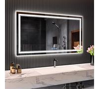 baklon Miroir de Salle de Bain, avec éclairage, 120 x 70 cm, Miroir Mural et Interrupteur Tactile, IP65 LED, avec Fonction mémoire, 3 températures de Couleur, Horizontale/Verticale, Verre trempé HD