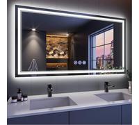 baklon Miroir de Salle de Bain, avec éclairage, 150 x 70 cm, Miroir Mural et Interrupteur Tactile, IP65 LED, avec Fonction mémoire, 3 températures de Couleur, Horizontale/Verticale, Verre trempé HD