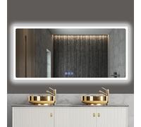 baklon Miroir de Salle de Bain, avec éclairage, 150 x 70 cm, Miroir Mural et Interrupteur Tactile, IP65 LED, avec Fonction mémoire, 3 températures de Couleur, Horizontale/Verticale, Verre trempé HD