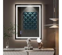 baklon Miroir de Salle de Bain, avec éclairage, 80 x 60 cm, Miroir Mural et Interrupteur Tactile, IP65 LED, avec Fonction mémoire, 3 températures de Couleur, Horizontale/Verticale, Verre trempé HD
