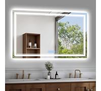 baklon Miroir-LED-Salle-de-Bain-avec-Éclairage 100x60cm,Miroir LED avec Anti-buée,3 Couleurs et Dimmable,IP56,HD Verre Trempé Miroir-Mural,Horizontal/Vertical