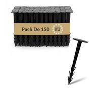 BAKOKI Lot de 150 piquets d'ancrage en Plastique - Résistants aux UV - Construction nervurée et ardillon - Tête Large - Idéal pour Toile Anti-Mauvaises Herbes, géotextile, paillis, pelouse