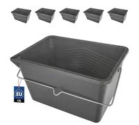 BAKOKI Lot de 5 seaux de Peinture rectangulaires de 8 l - en Plastique - Poignée en métal - Bords coulés - Incassables et légers - Convient comme Seau de Nettoyage et pour Le Jardinage - pour Les