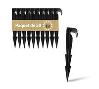BAKOKI Lot de 50 piquets d'ancrage au sol pour irrigation goutte à goutte 16-20 mm Support de tuyau d'ancrage pour micro irrigation - Incassable et résistant aux UV - Fixation de tuyau, support de